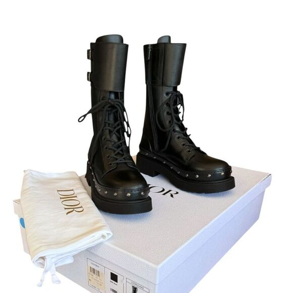 CHRISTIAN DIOR DIORQUAKE NIB Calfskin Combat Boot in Black Size 8.5 US - Picture 5 of 11